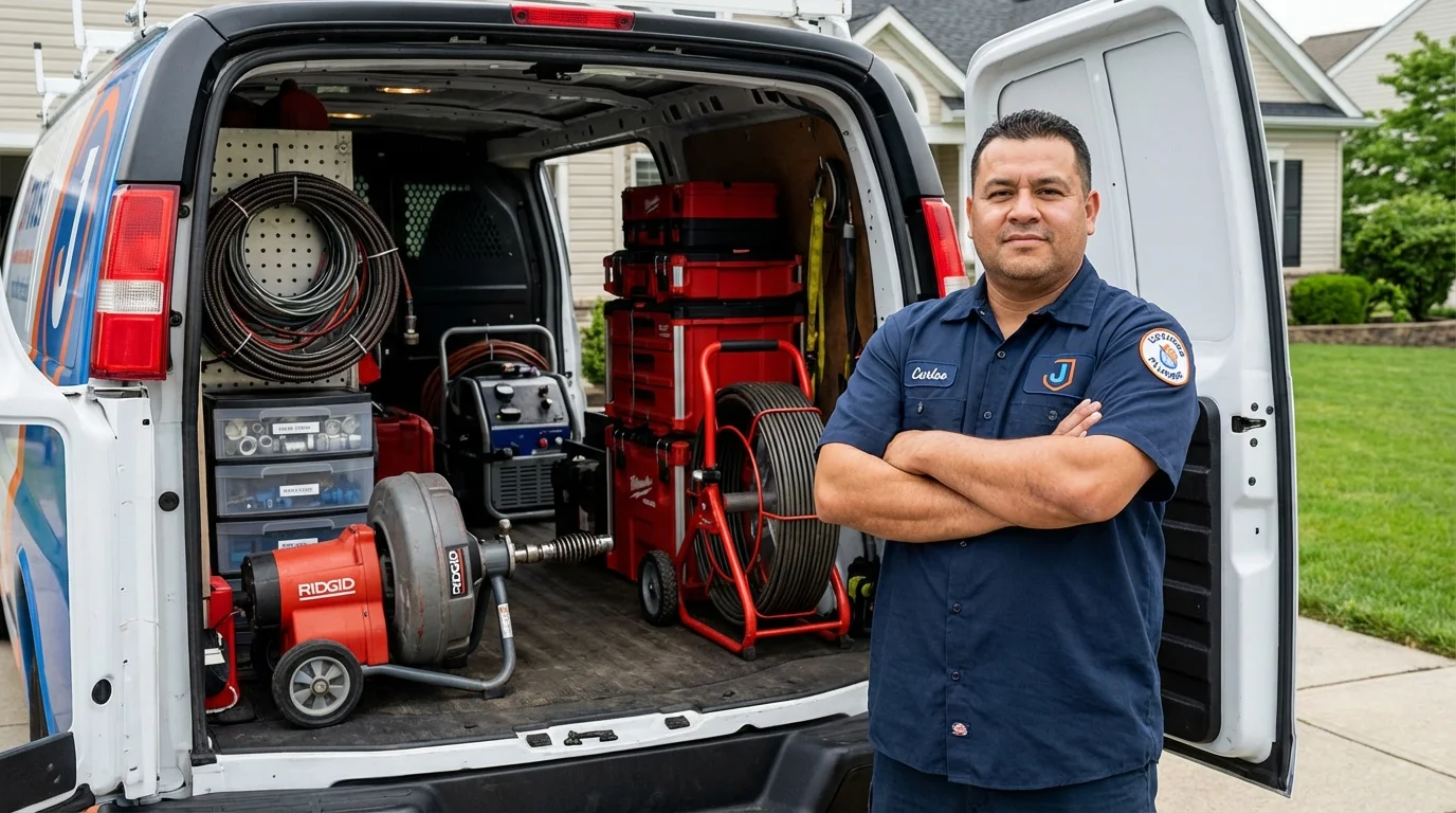 Professional drain cleaning equipment and Johns Plumbing LLC plumber in Timber Lake