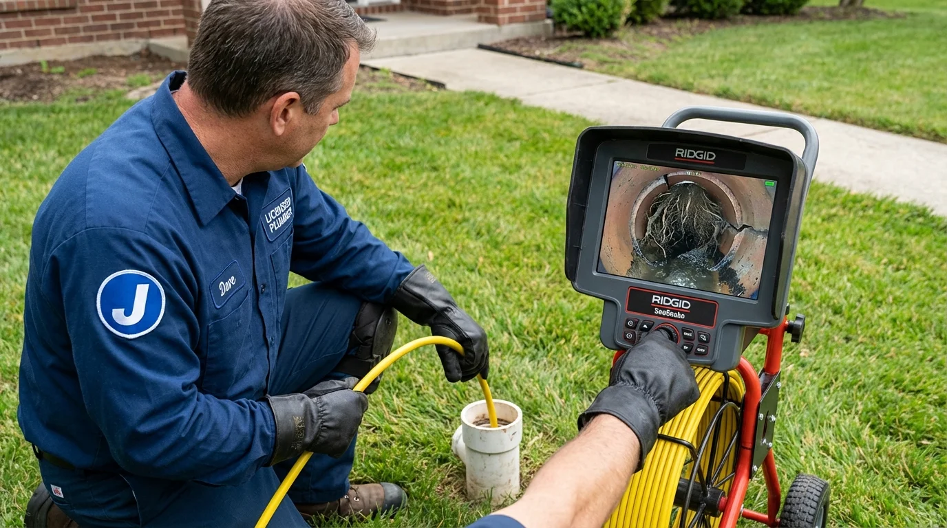 Sewer camera inspection being performed by Johns Plumbing LLC in Timber Lake
