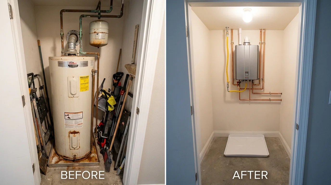 Tank water heater versus wall-mounted tankless unit comparison for Timber Lake, SD homeowners